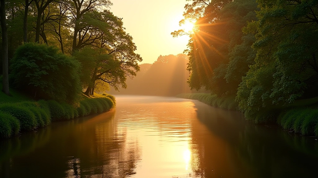 River landscape at sunset